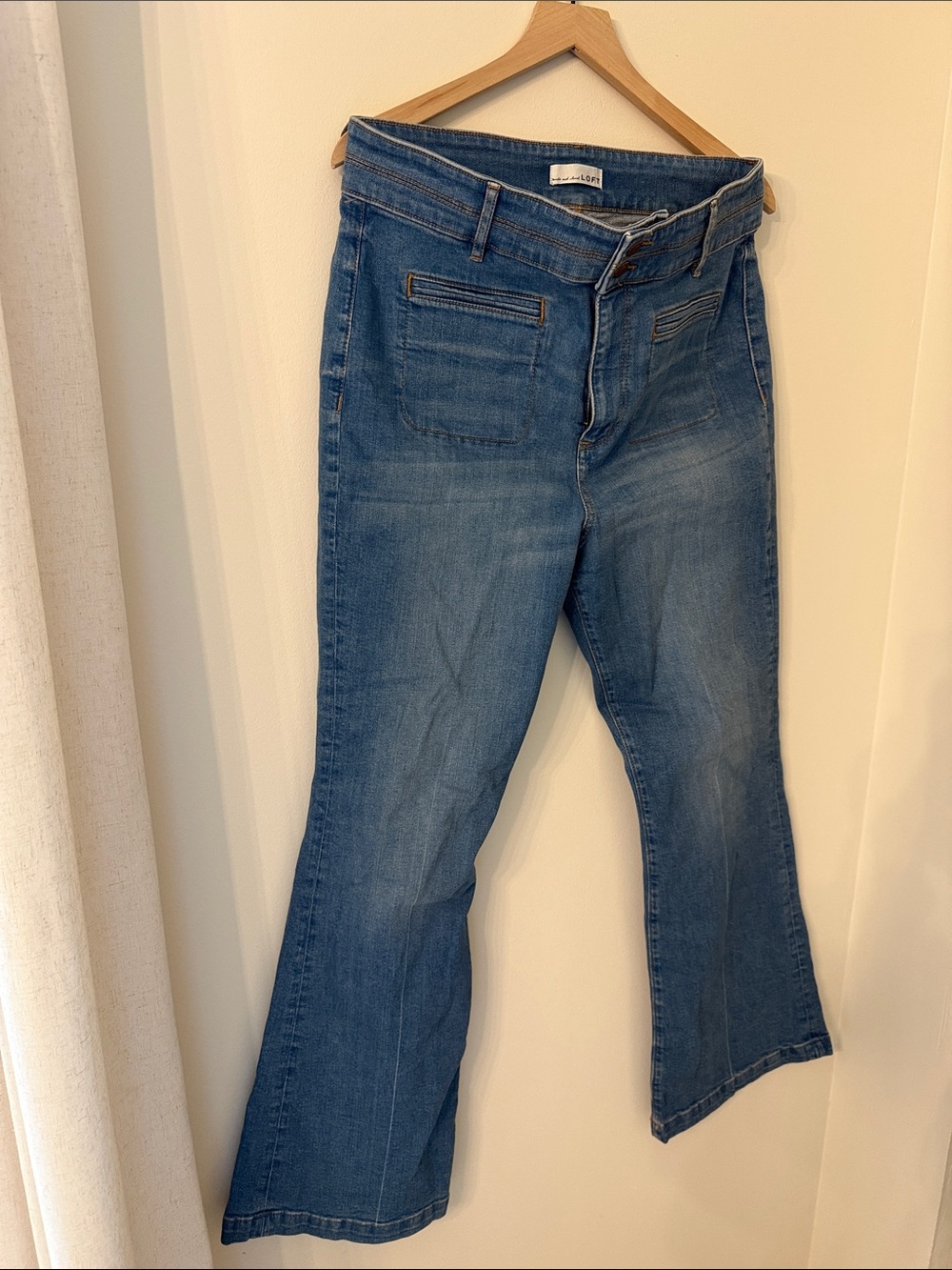 32|14 LOFT Blue Flared Wide-Leg Jeans